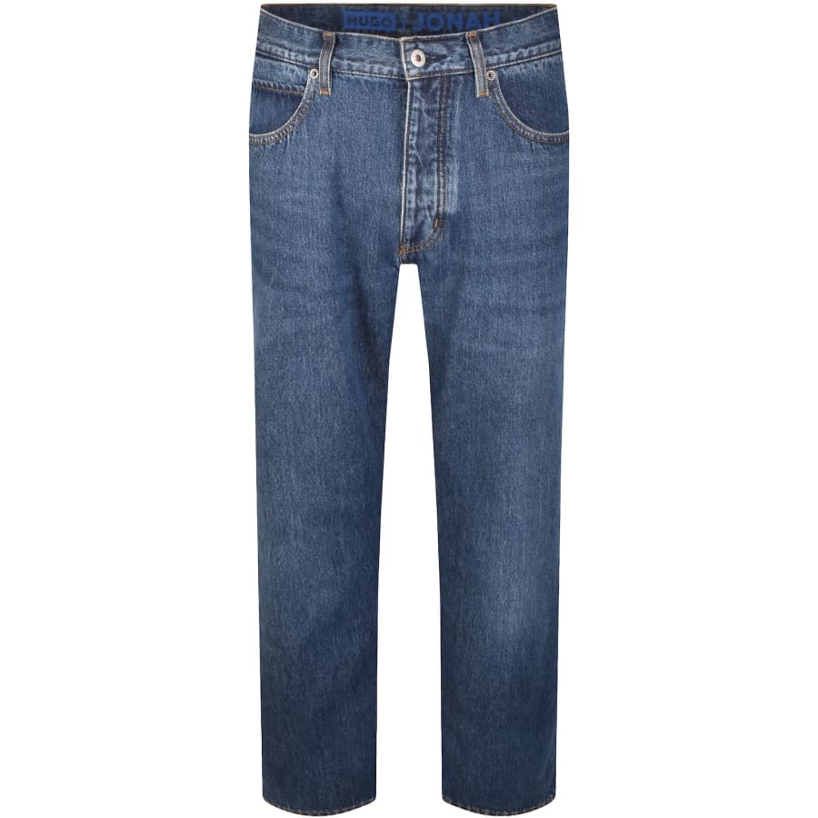 Image number 2 for HUGO Blue Straight Fit Jonah Mid Wash Jeans
