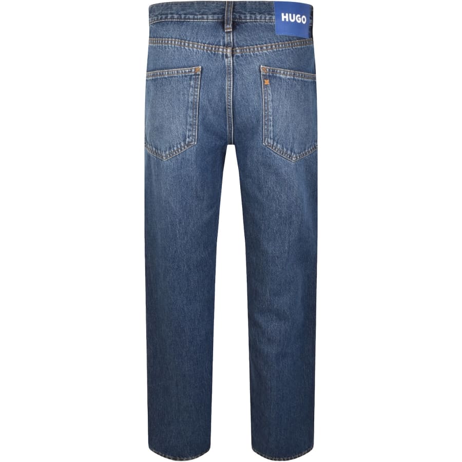Image number 3 for HUGO Blue Straight Fit Jonah Mid Wash Jeans