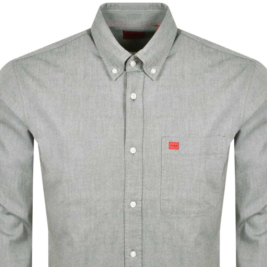 Image number 2 for HUGO Long Sleeved Evito Shirt Green