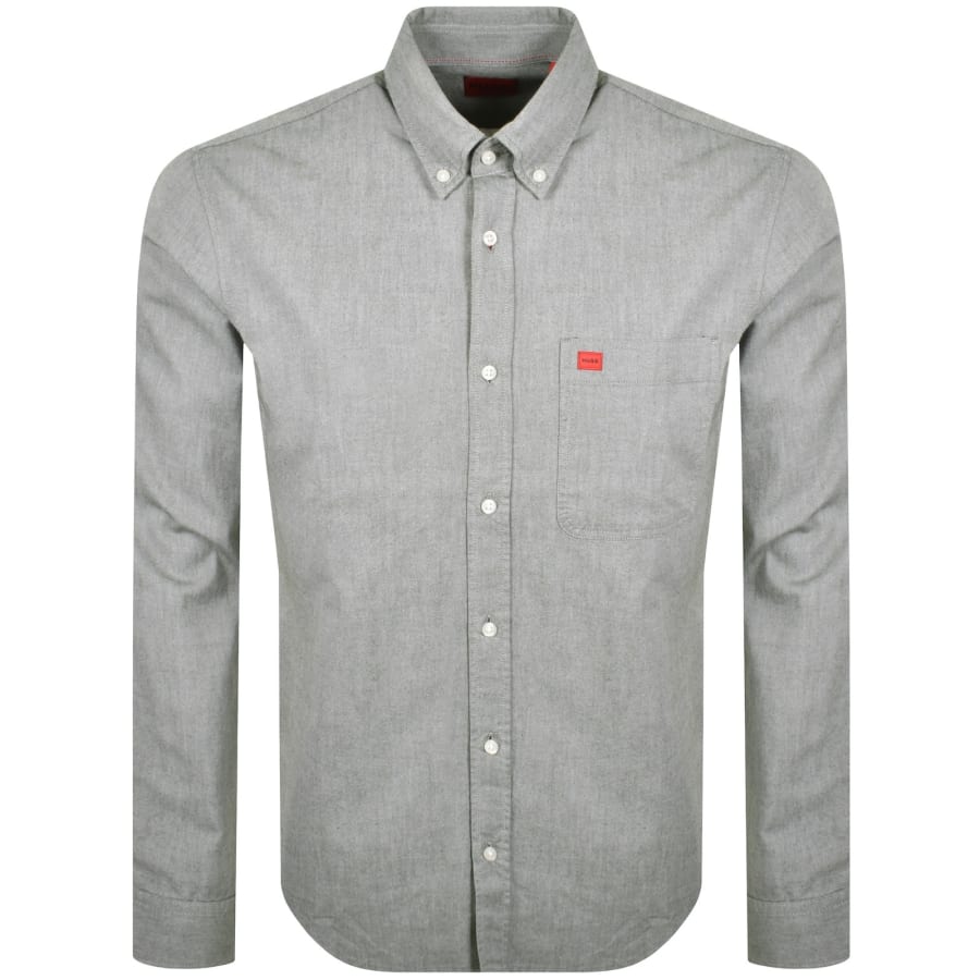 Image number 1 for HUGO Long Sleeved Evito Shirt Green