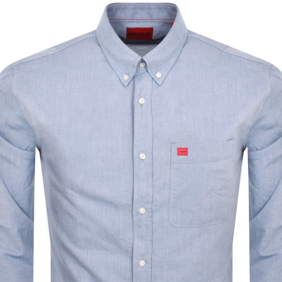 Image number 2 for HUGO Long Sleeved Evito Shirt Blue