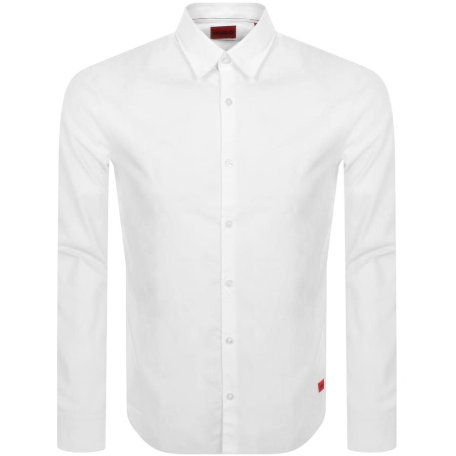 Image number 1 for HUGO Long Sleeved Ermo Shirt White
