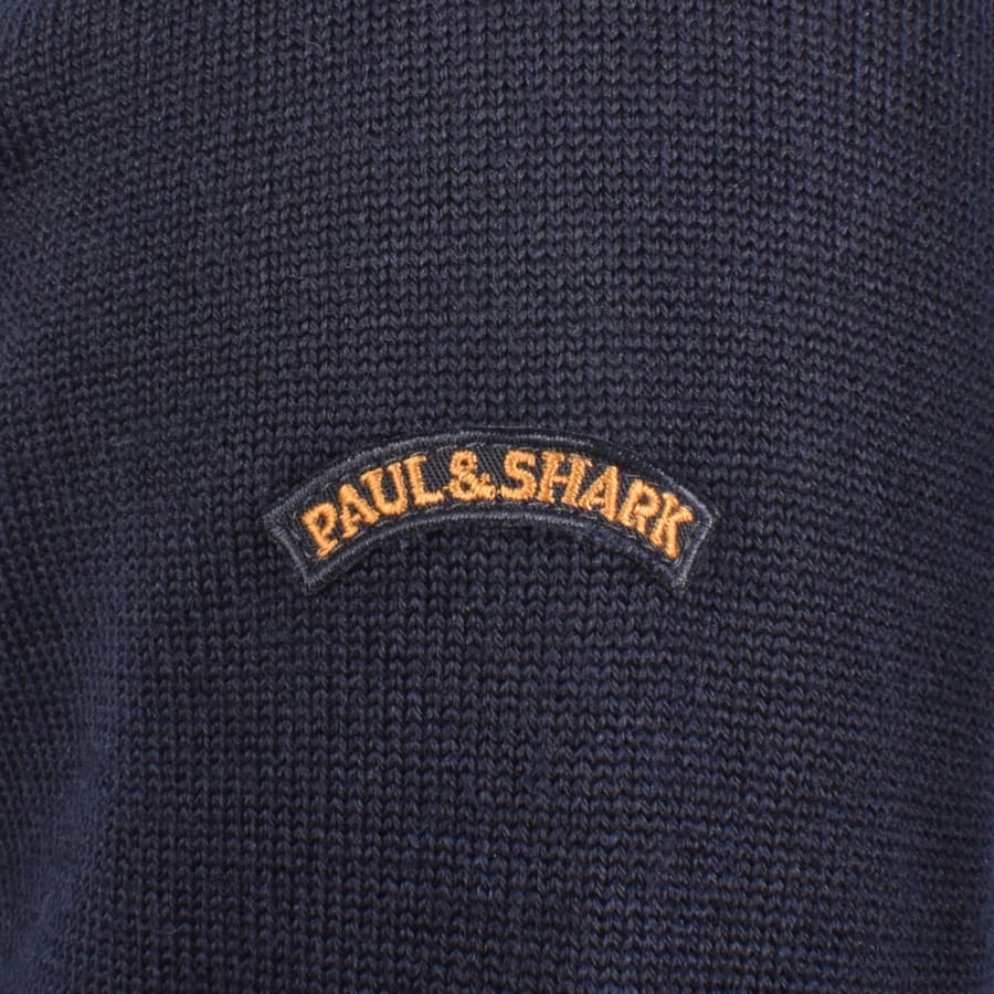 Image number 3 for Paul And Shark Moon Badge Knit Jumper Navy