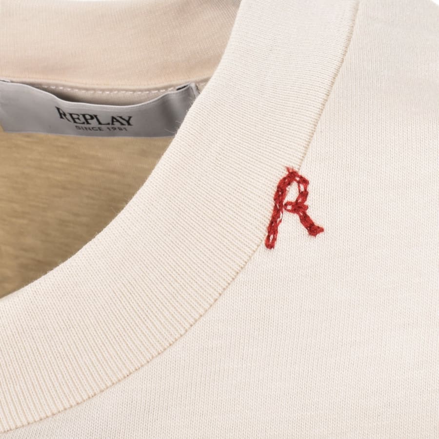 Image number 4 for Replay Logo T Shirt Cream
