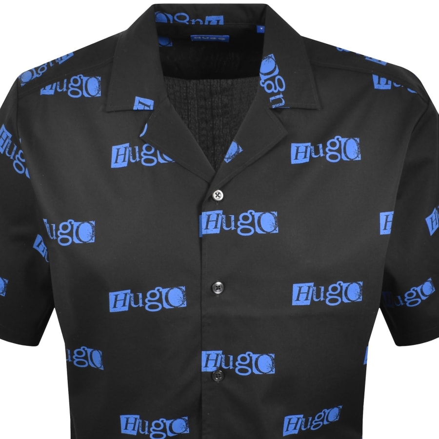 Image number 2 for HUGO Blue Eligino Short Sleeve Shirt Black