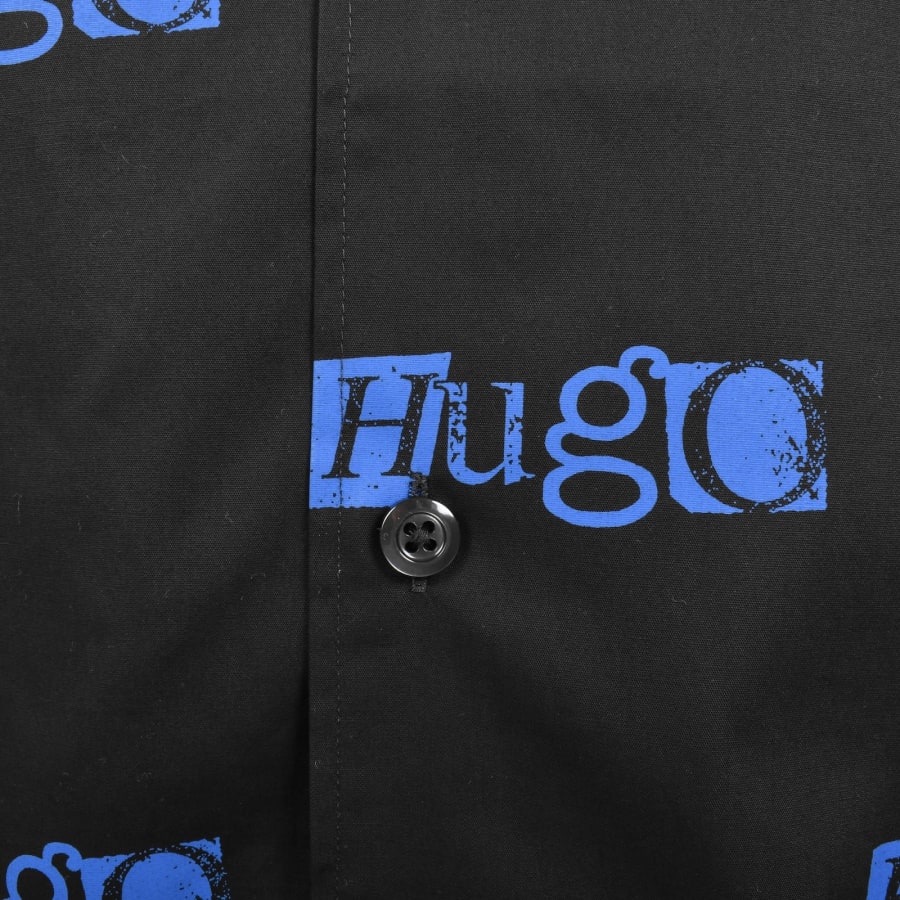 Image number 3 for HUGO Blue Eligino Short Sleeve Shirt Black
