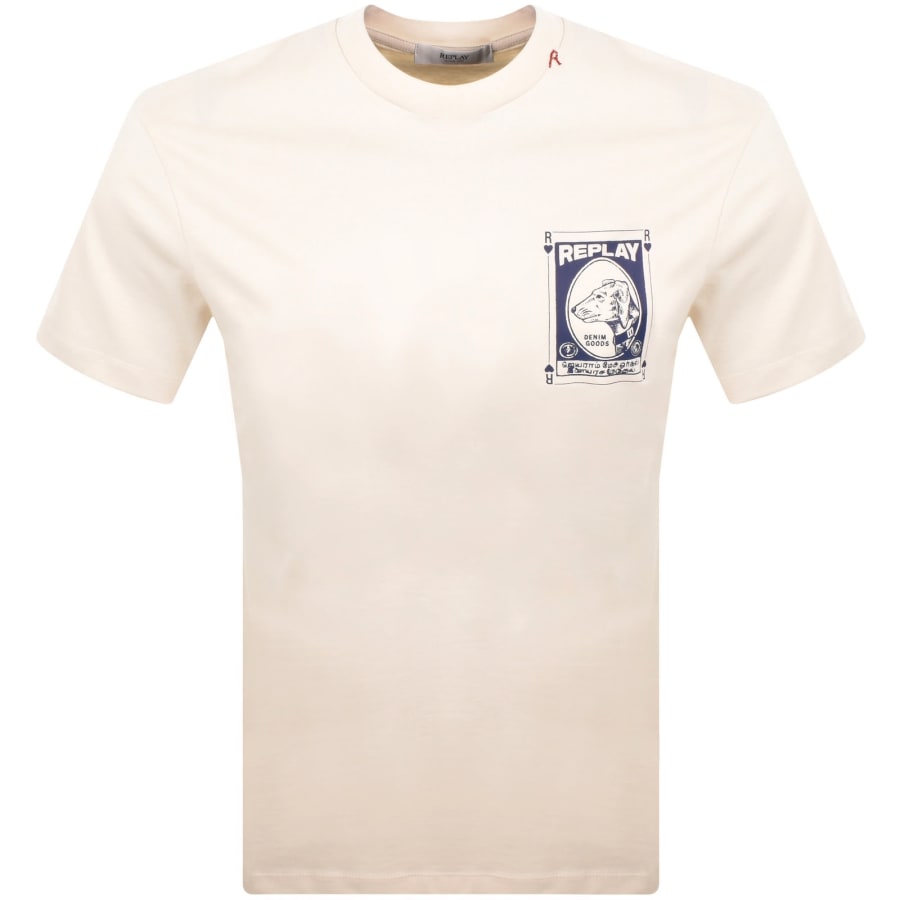 Image number 2 for Replay Logo T Shirt Cream