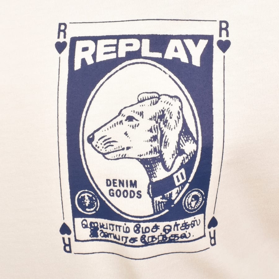 Image number 3 for Replay Logo T Shirt Cream