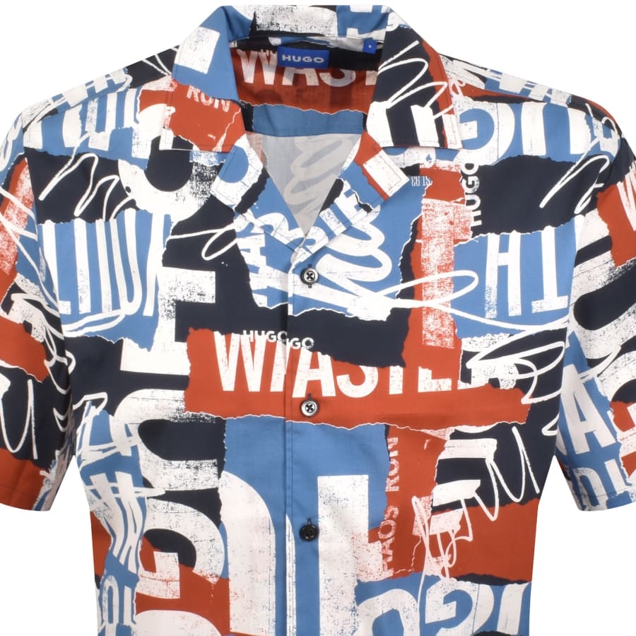Image number 2 for HUGO Blue Eligino Short Sleeve Shirt Navy