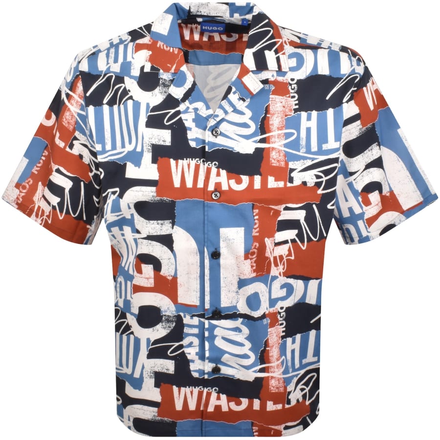 Image number 1 for HUGO Blue Eligino Short Sleeve Shirt Navy