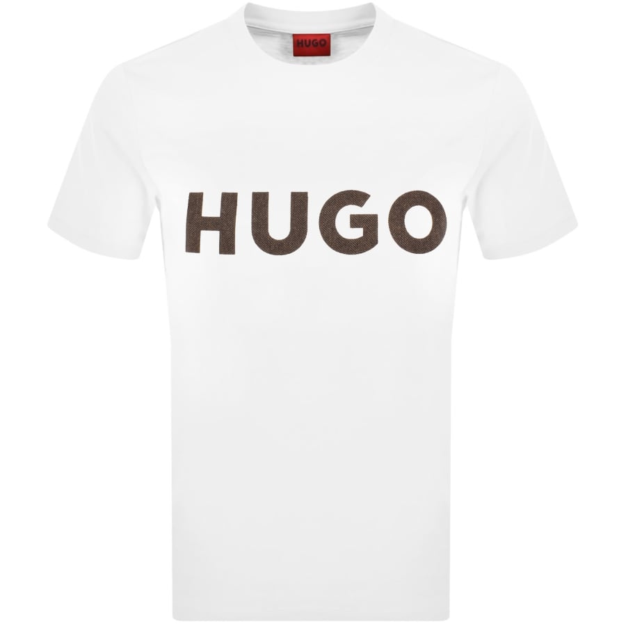 Image number 1 for HUGO Dulivio Crew Neck T Shirt White