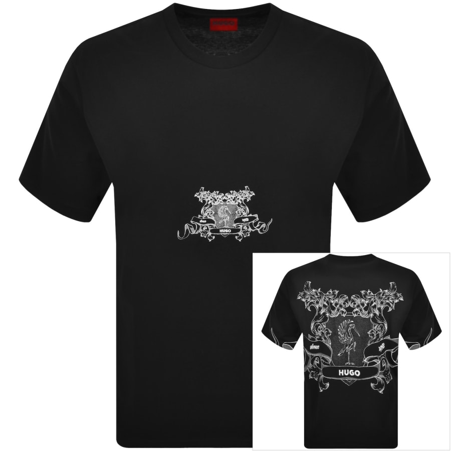 Image number 1 for HUGO Duarms Crew Neck T Shirt Black