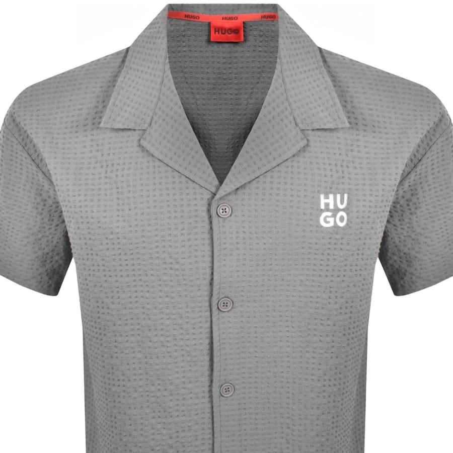 Image number 2 for HUGO Chaffle Waffle Texture Shirt Grey