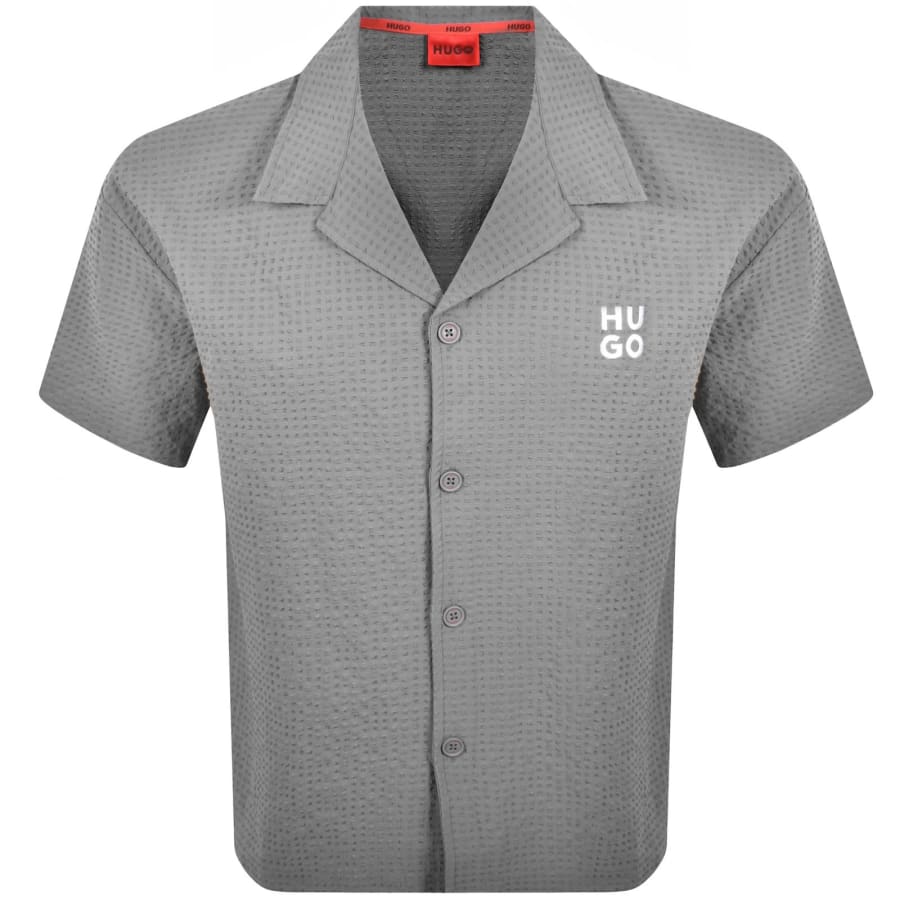 Image number 1 for HUGO Chaffle Waffle Texture Shirt Grey