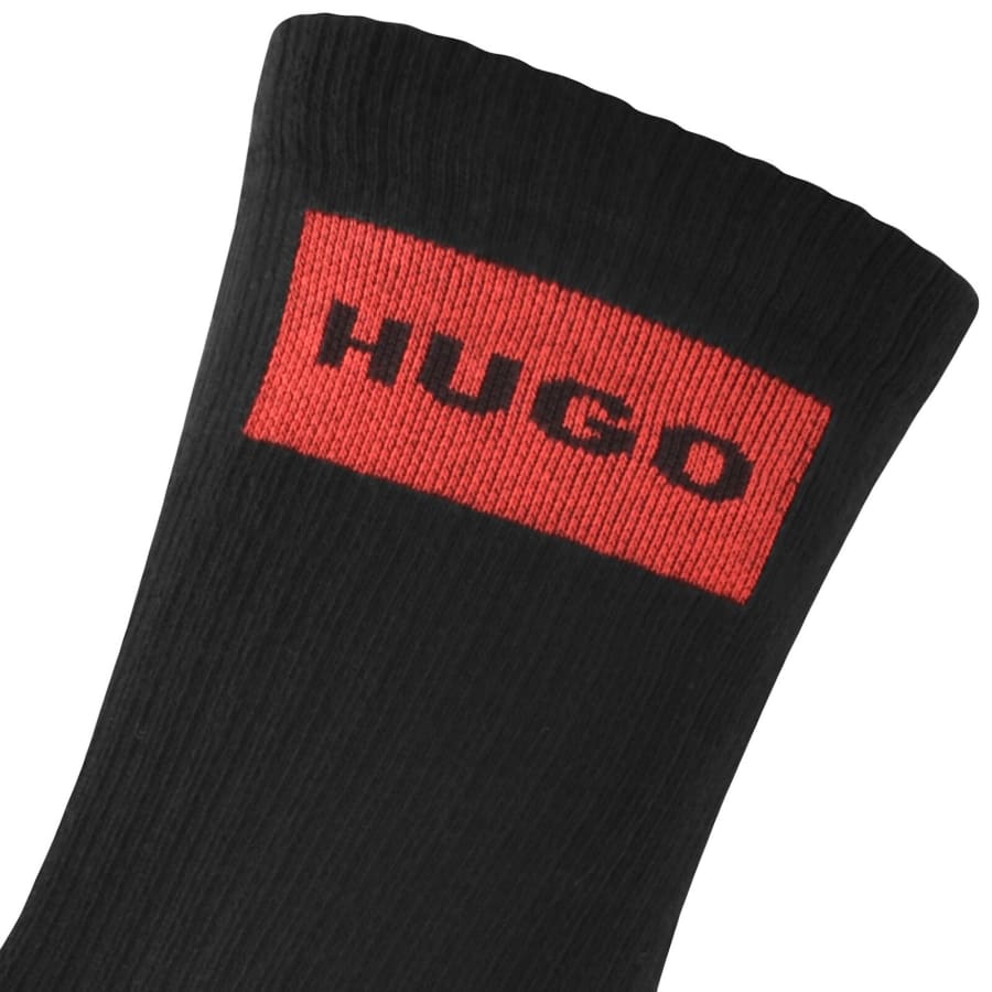 Image number 3 for HUGO 3 Pack Rib Label Logo Socks Black