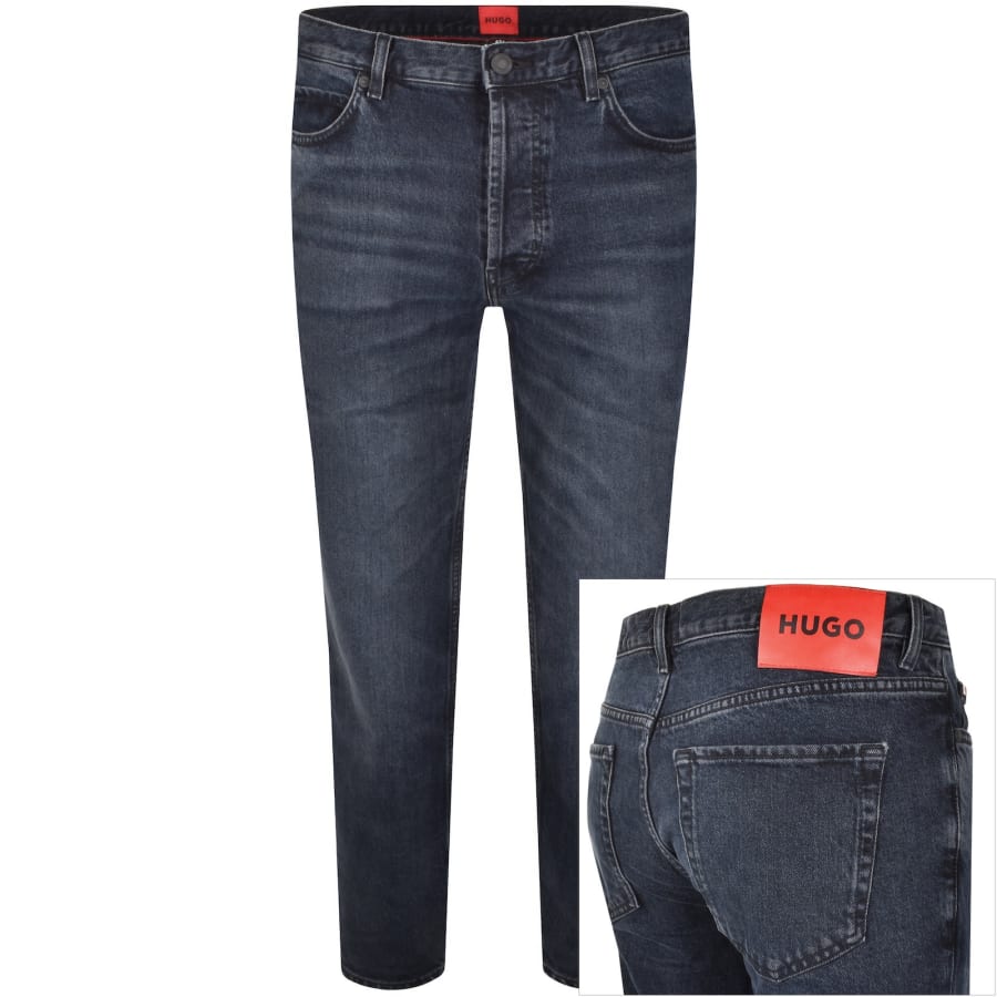 Image number 1 for HUGO 634 Tapered Fit Jeans Dark Blue