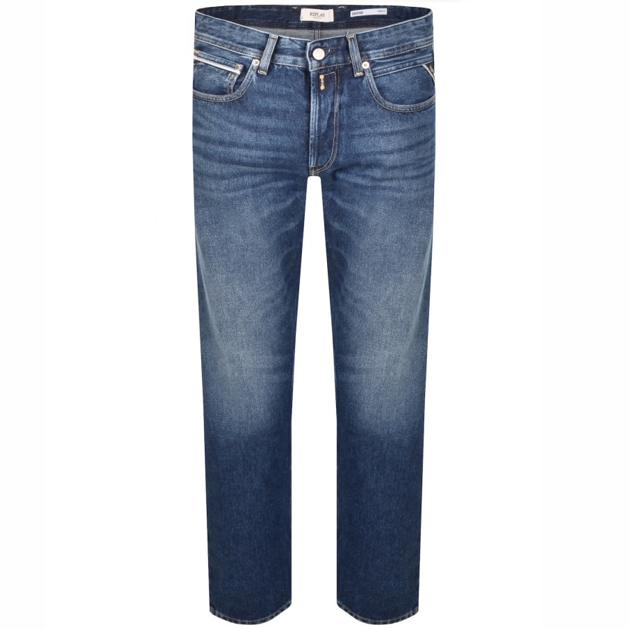 Image number 2 for Replay Grover Straight Fit Mid Wash Jeans Blue