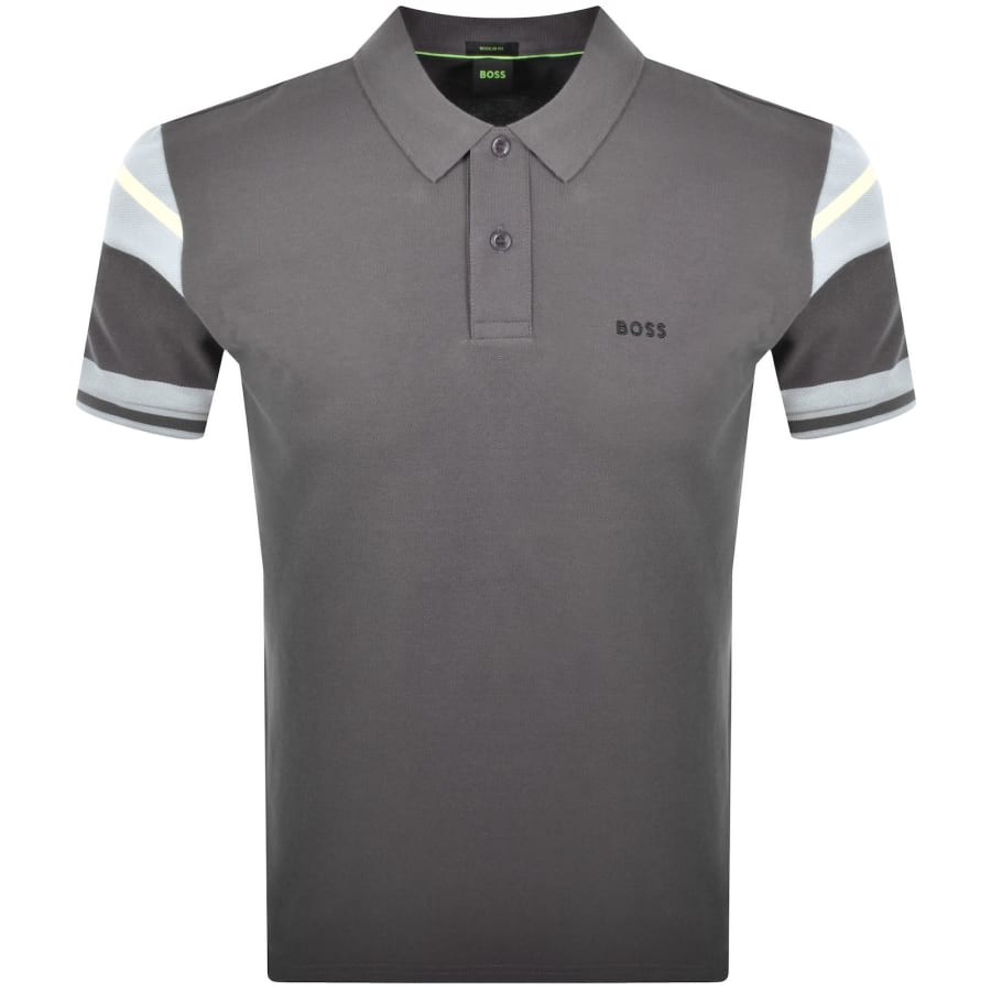 Image number 1 for BOSS Polo Sleeve Zone T Shirt Dark Grey