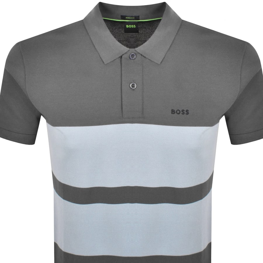 Image number 2 for BOSS Polo Stripe Zone T Shirt Dark Grey