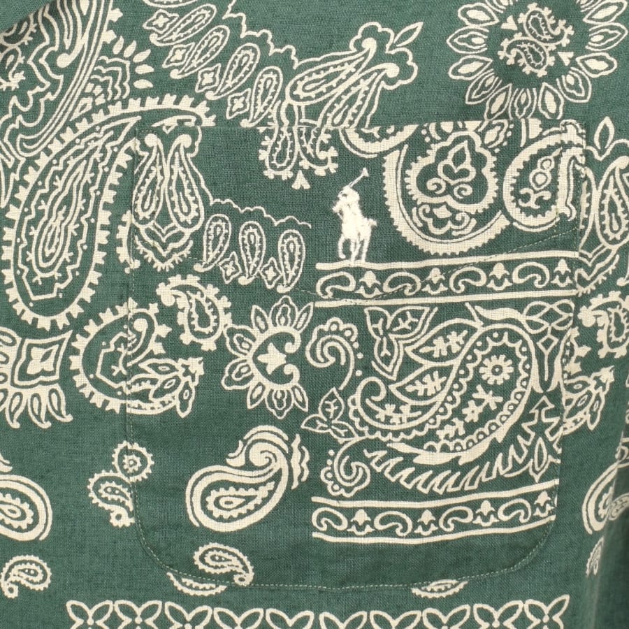 Image number 3 for Ralph Lauren Short Sleeved Linen Shirt Green