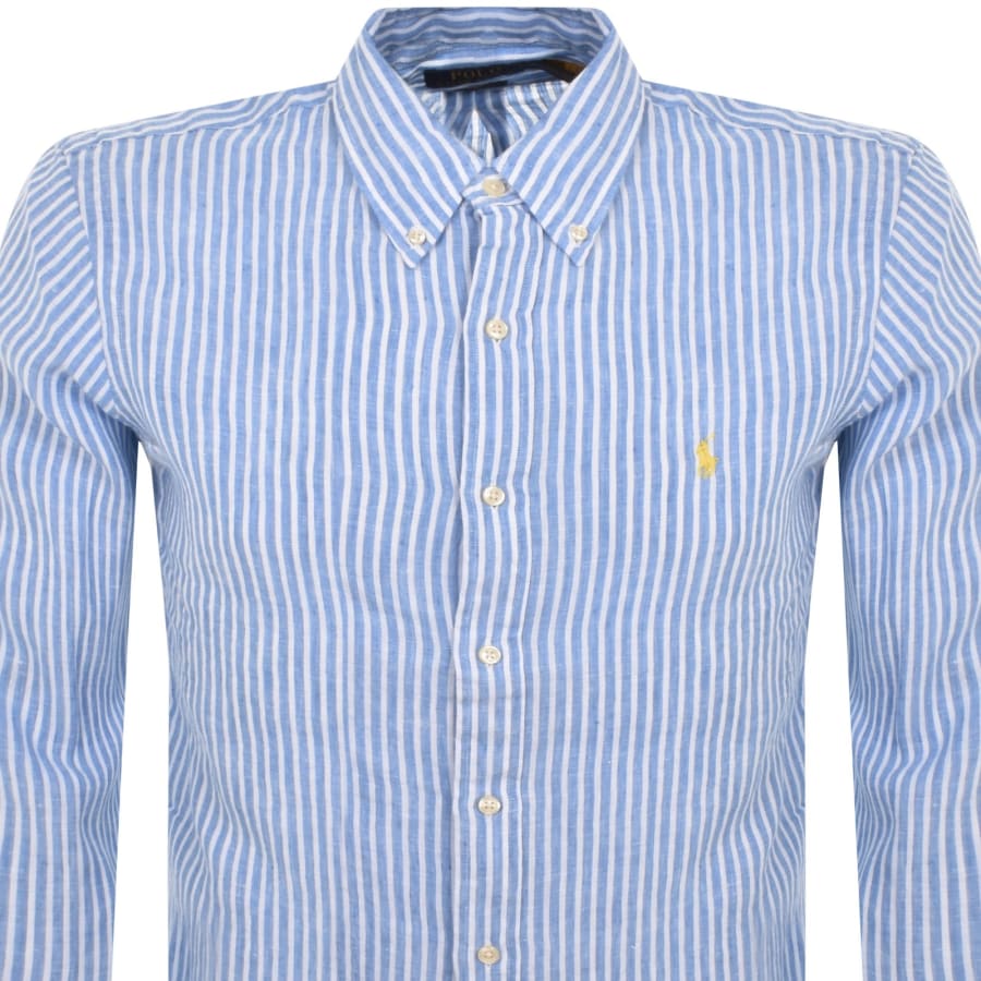 Image number 2 for Ralph Lauren Striped Long Sleeved Shirt Blue