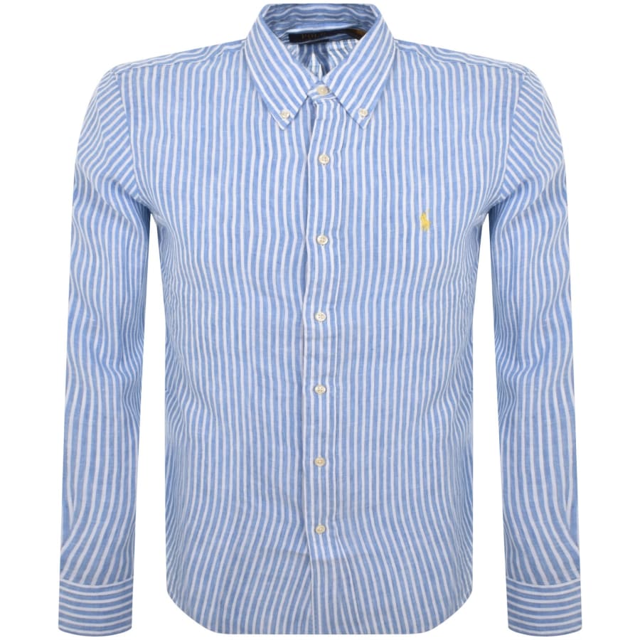 Image number 1 for Ralph Lauren Striped Long Sleeved Shirt Blue