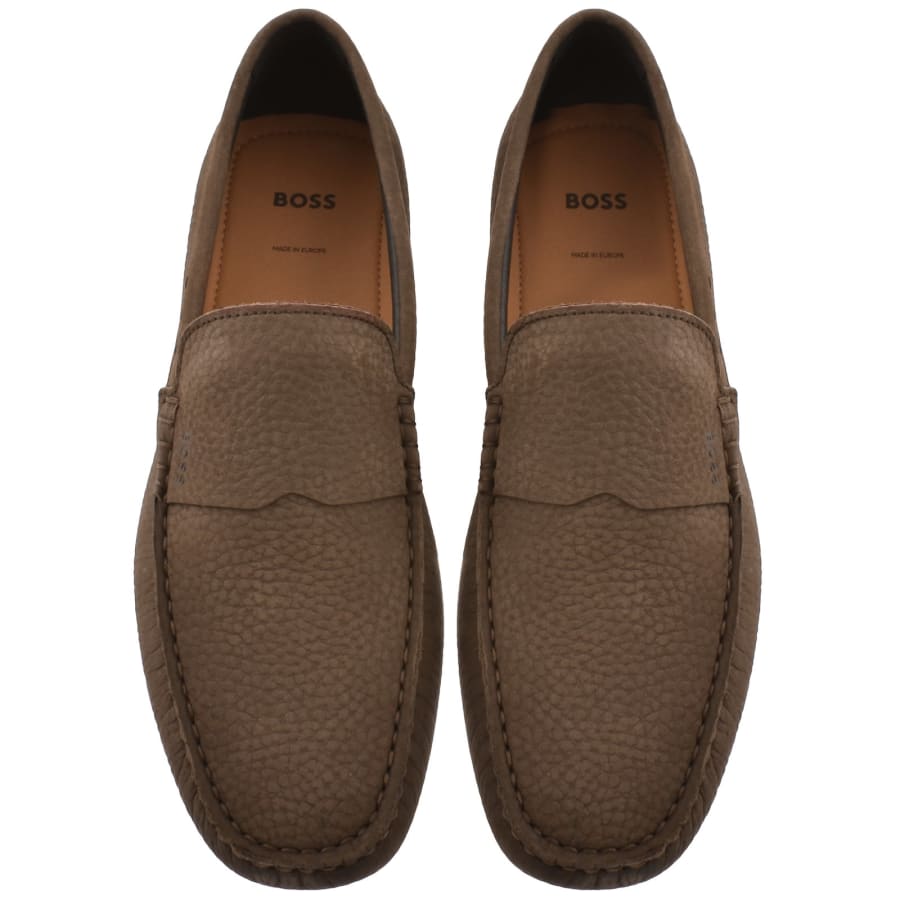 Image number 3 for BOSS Noel Moccasin Shoes Dark Brown