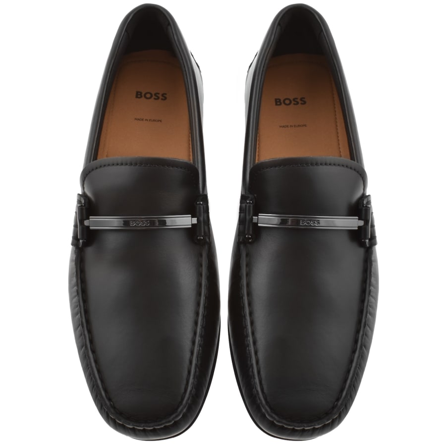 Image number 3 for BOSS Noel Leather Loafers Black
