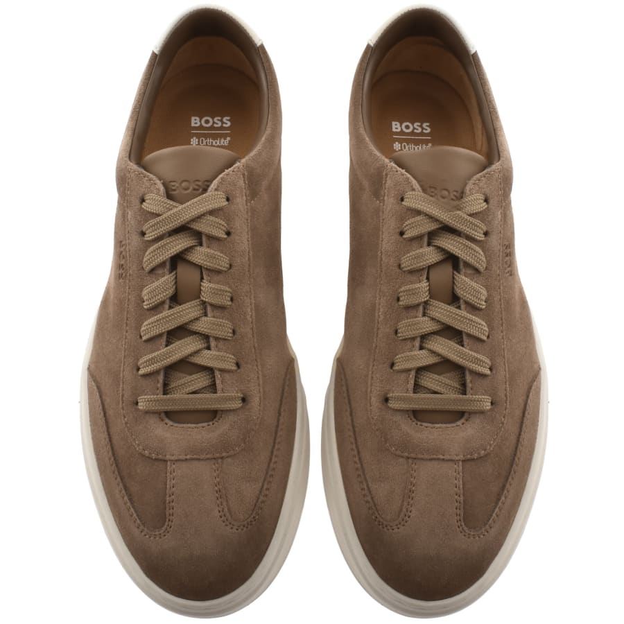 Image number 3 for BOSS Kieran Tennis Trainers Beige