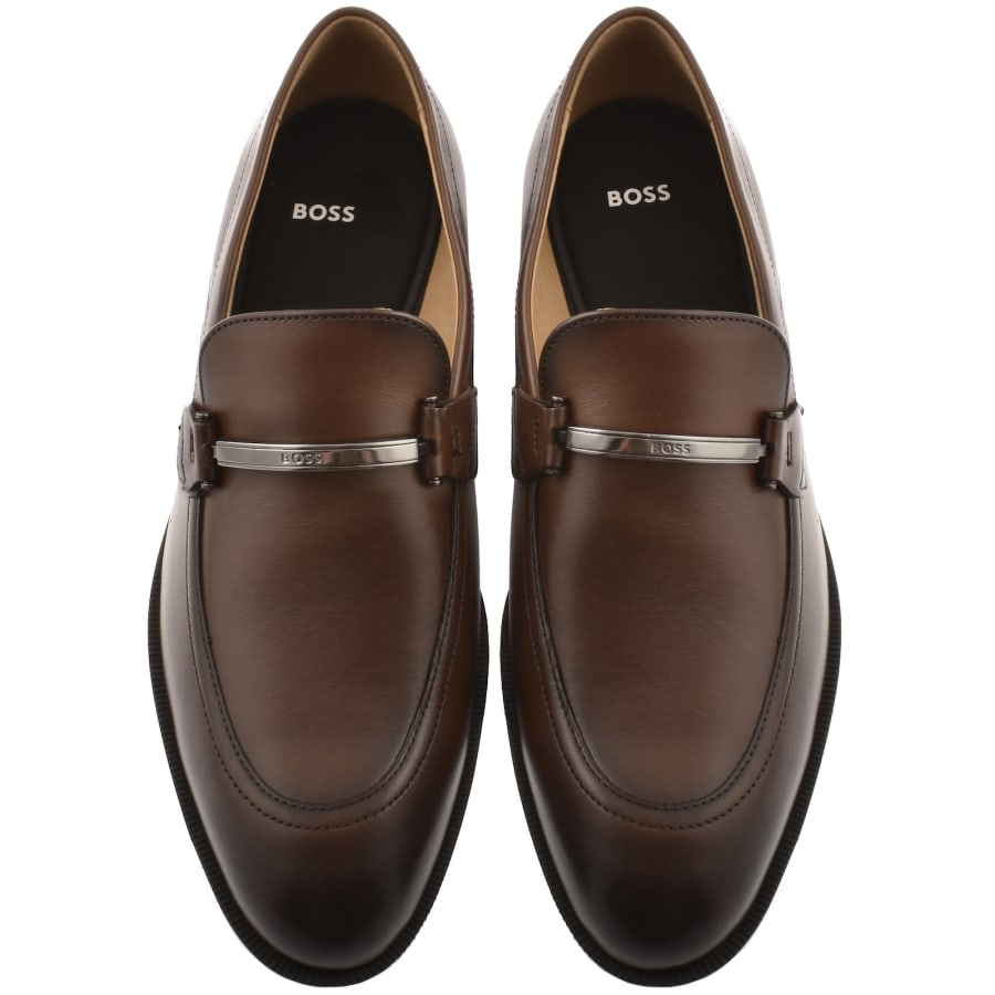 Image number 3 for BOSS Tayil Leather Loafers Brown