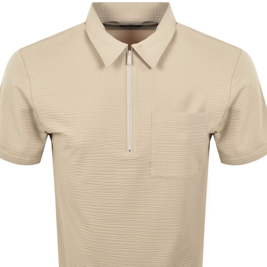 Image number 2 for BOSS Cory Quarter Zip Shirt Beige