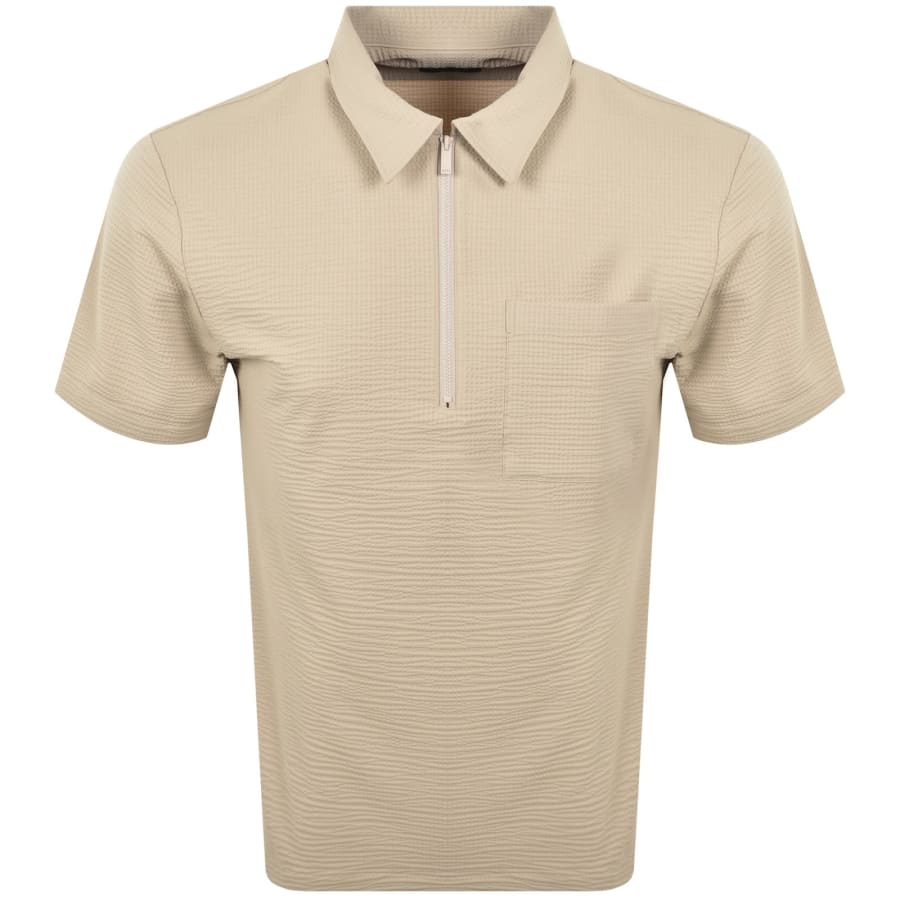 Image number 1 for BOSS Cory Quarter Zip Shirt Beige