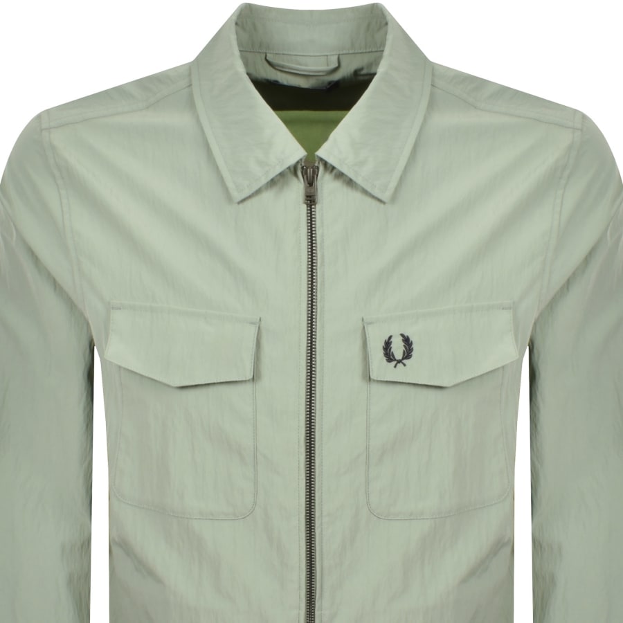 Image number 2 for Fred Perry Zip Pocket Overshirt Bayleaf Green