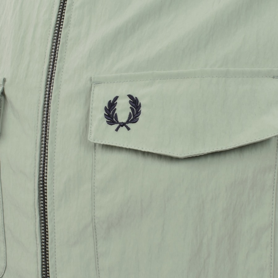 Image number 3 for Fred Perry Zip Pocket Overshirt Bayleaf Green