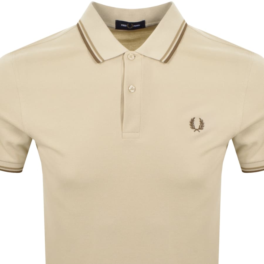 Image number 2 for Fred Perry Twin Tipped Polo T Shirt Beige