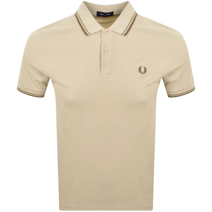 Image number 1 for Fred Perry Twin Tipped Polo T Shirt Beige