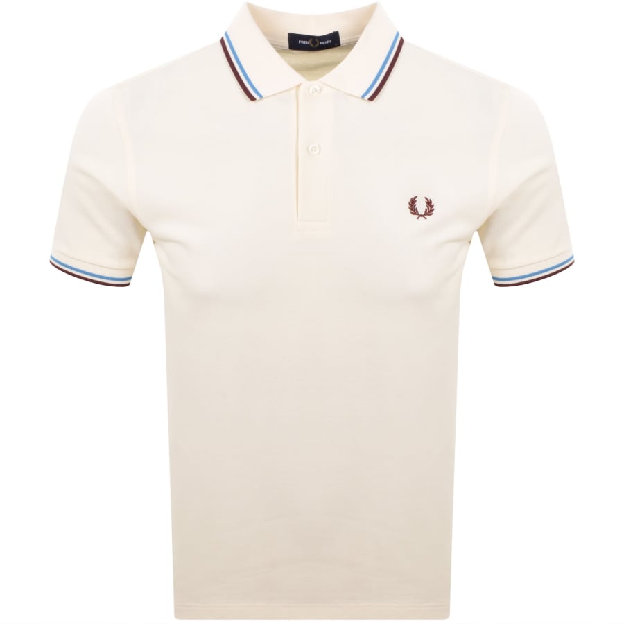 Image number 1 for Fred Perry Twin Tipped Polo T Shirt Ecru