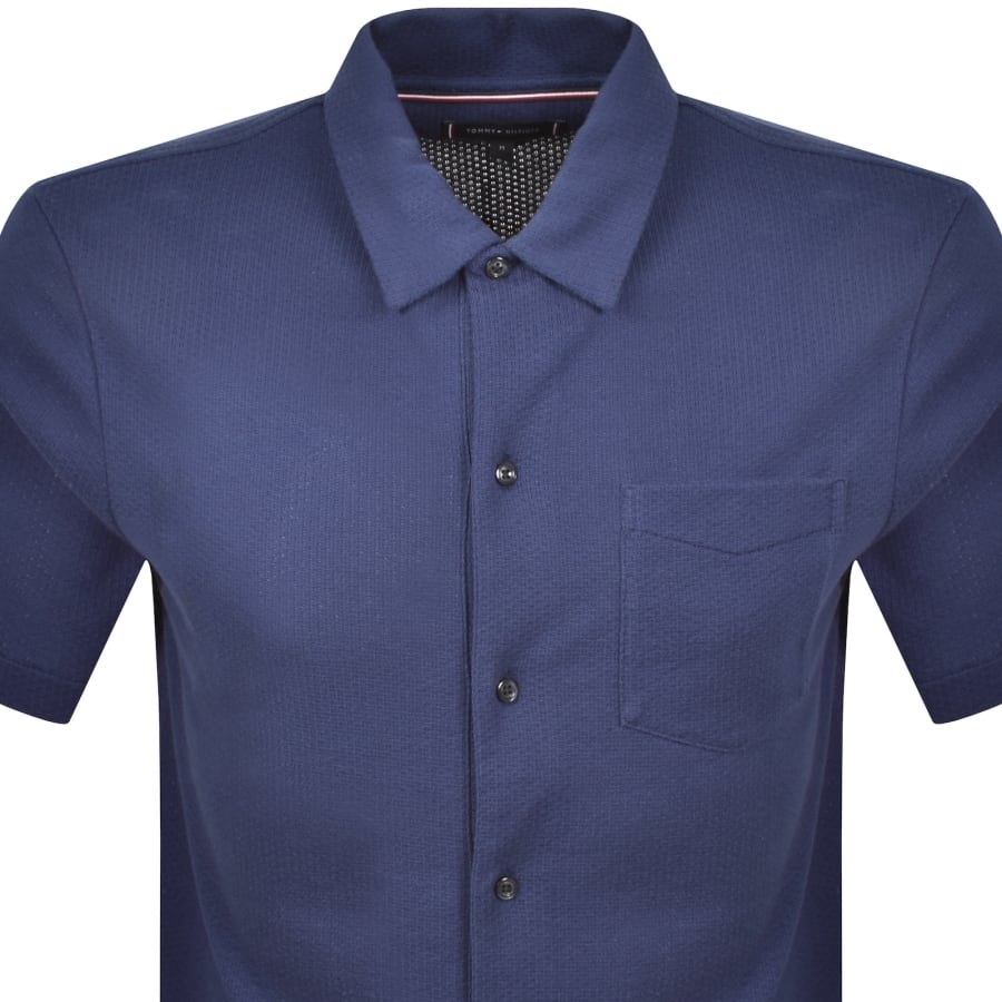 Image number 2 for Tommy Hilfiger Open Knit Polo Navy