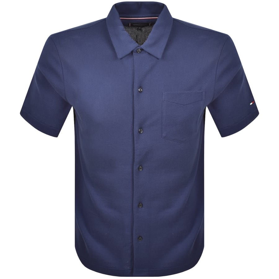 Image number 1 for Tommy Hilfiger Open Knit Polo Navy