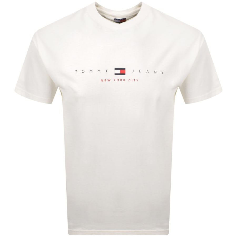 Image number 1 for Tommy Jeans Flag Linear T Shirt White