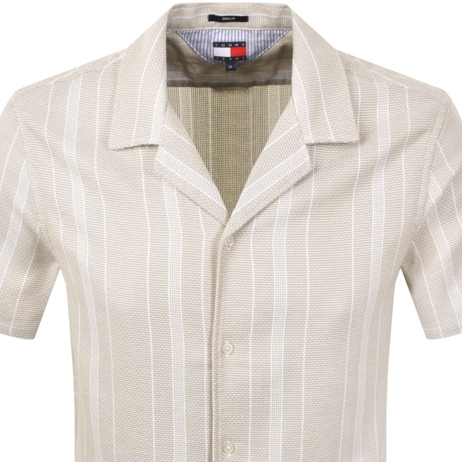 Image number 2 for Tommy Jeans Silt Stripes Shirt Beige