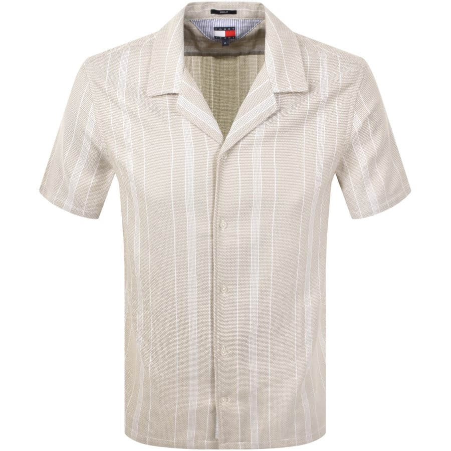 Image number 1 for Tommy Jeans Silt Stripes Shirt Beige