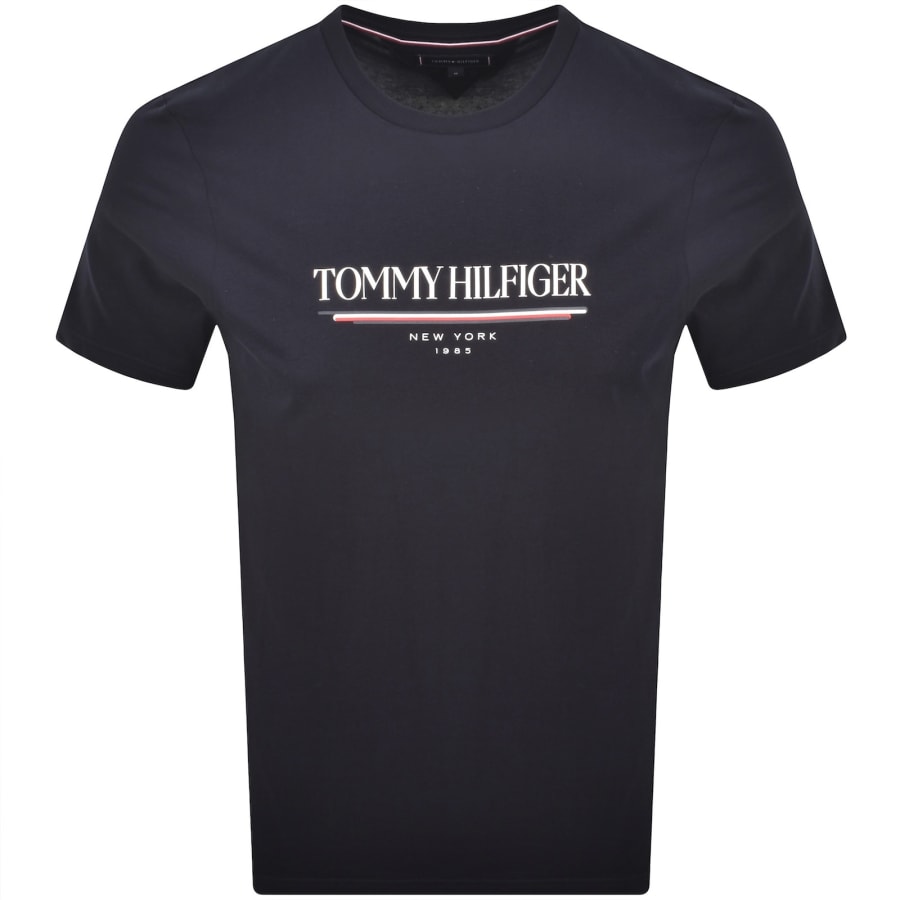 Image number 1 for Tommy Hilfiger Logo Brand Love T Shirt Navy