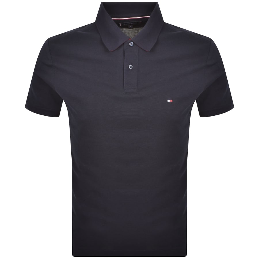 Image number 1 for Tommy Hilfiger Contrast Collar Polo Navy