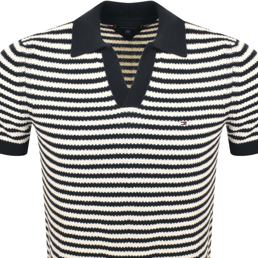 Image number 2 for Tommy Hilfiger Striped Knit Polo Navy