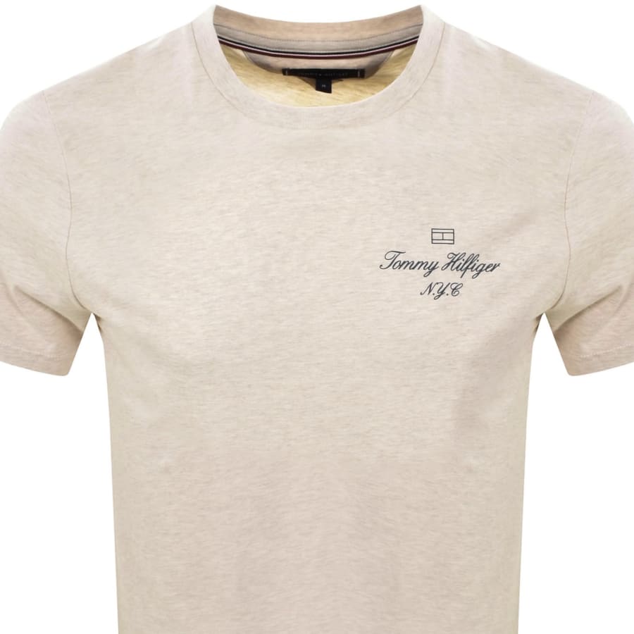 Image number 2 for Tommy Hilfiger Flag T Shirt Heathered Oatmilk