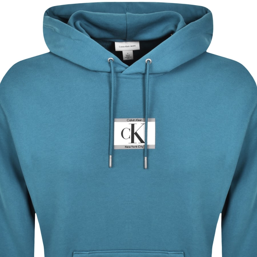 Image number 2 for Calvin Klein Jeans Logo Hoodie Blue Steel