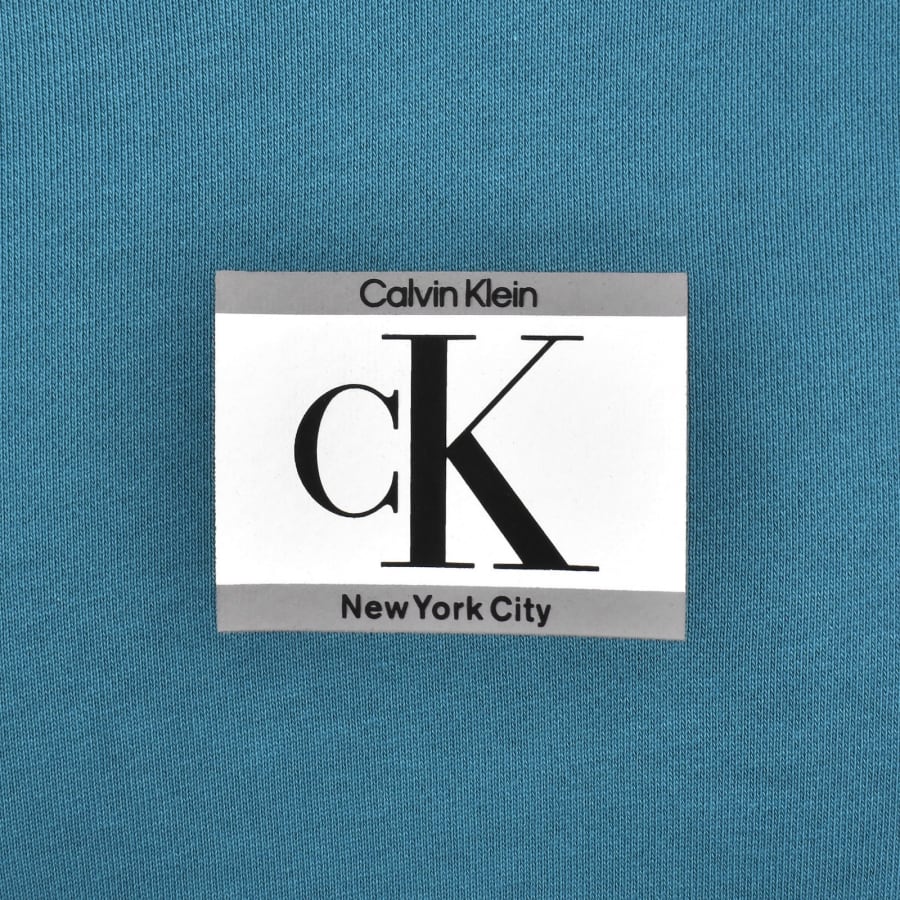 Image number 3 for Calvin Klein Jeans Logo Hoodie Blue Steel