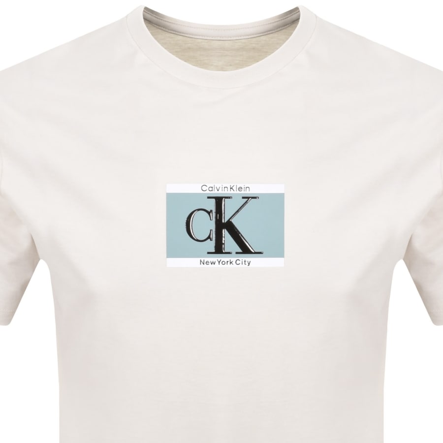 Image number 2 for Calvin Klein Box Logo T Shirt Chalk