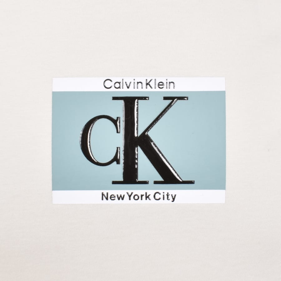 Image number 3 for Calvin Klein Box Logo T Shirt Chalk